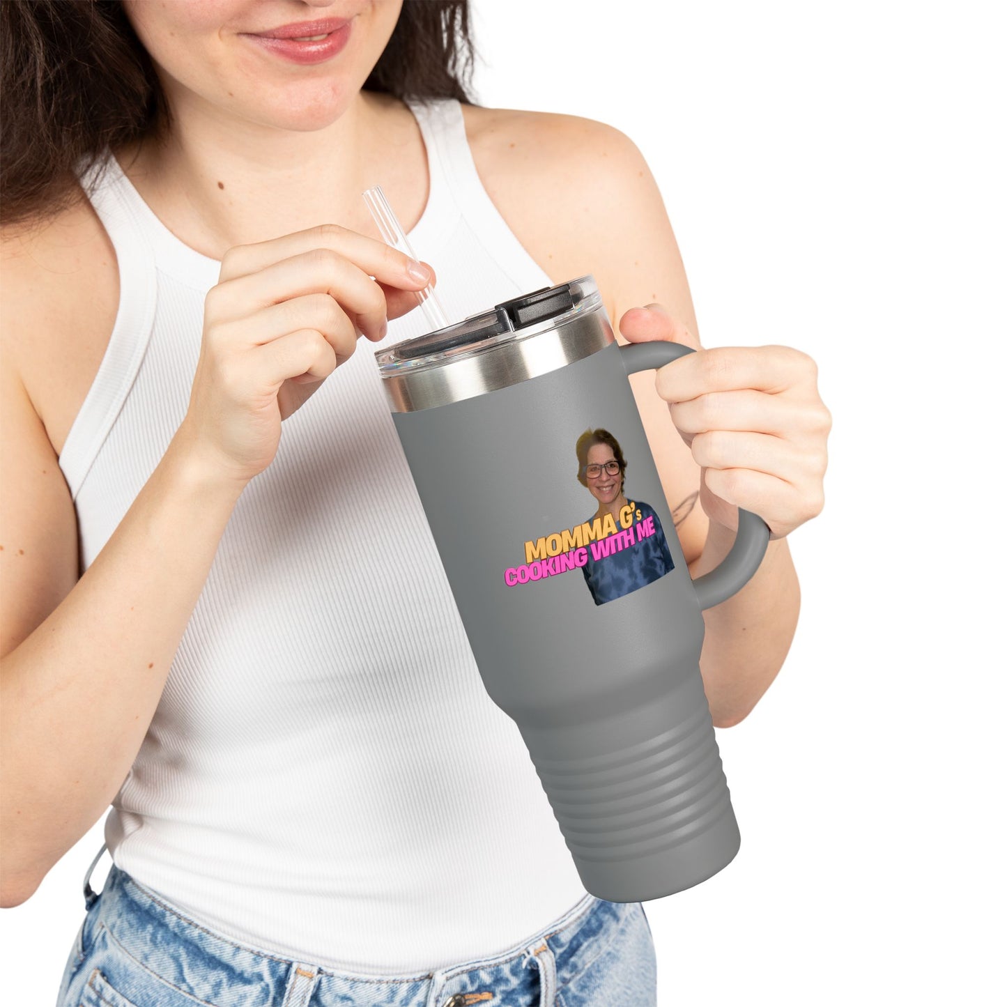 Momma G's 40oz Insulated Travel Mug with Straw & Lid
