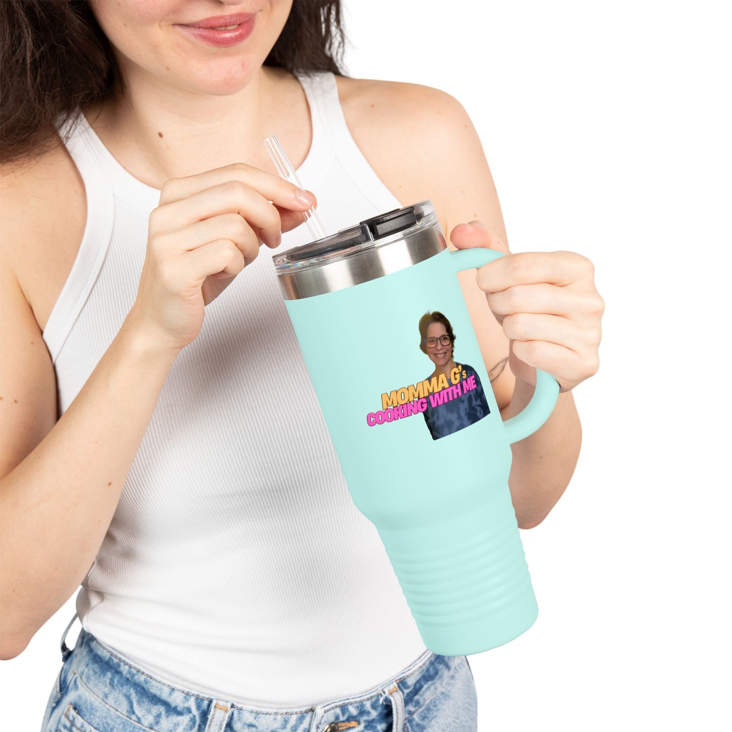 Momma G's 40oz Insulated Travel Mug with Straw & Lid