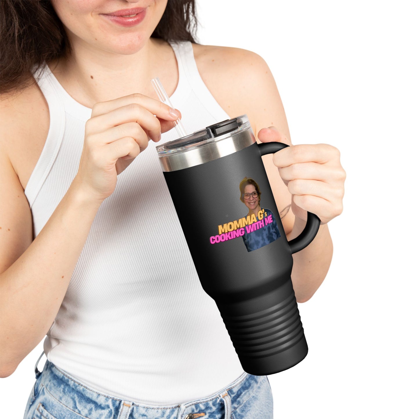 Momma G's 40oz Insulated Travel Mug with Straw & Lid